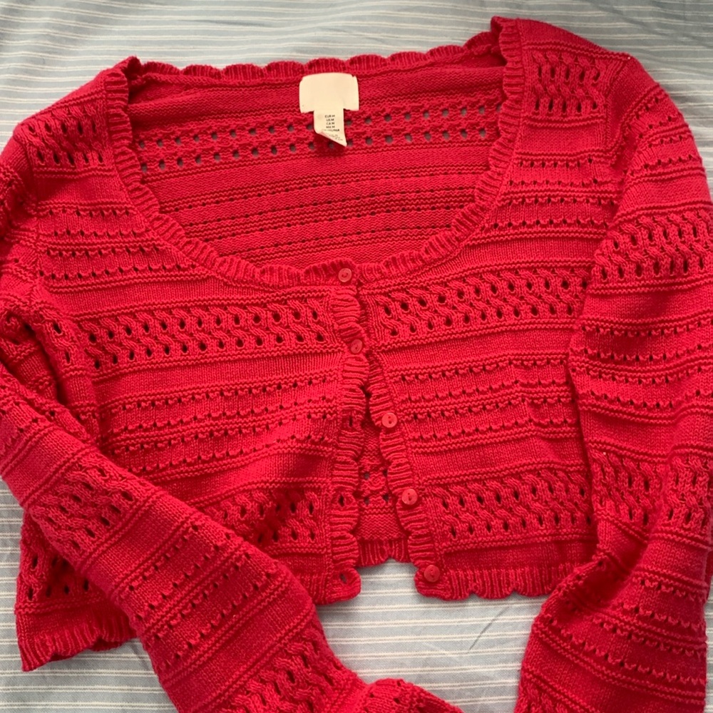Bright Pink H & M Cardigan Cropped